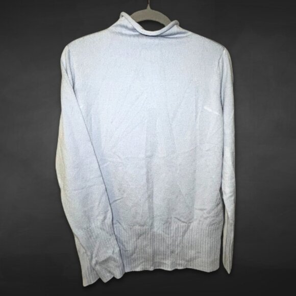 French Connection Knit Turtleneck Sweater Super Soft Ribbed Trim Light Blue W XL - Picture 2 of 7